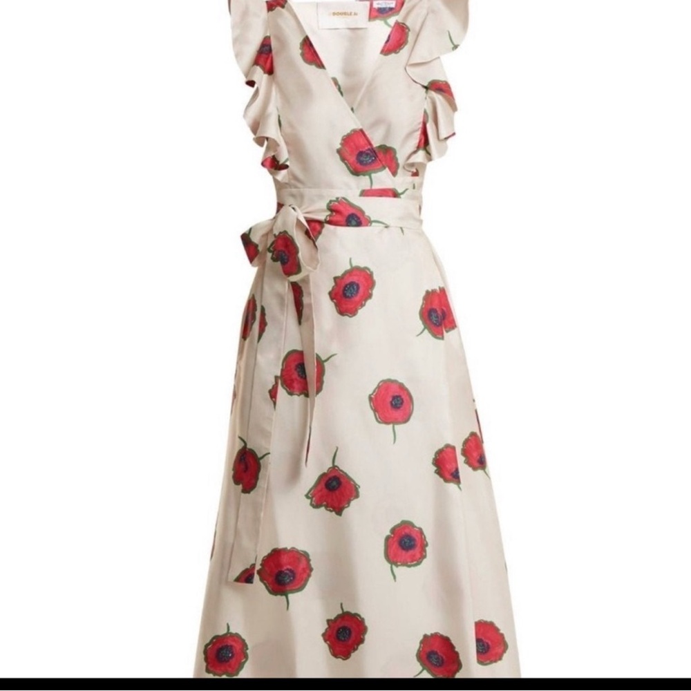 Double J Silk Wrap Dress – Bold Floral Print – Size S
